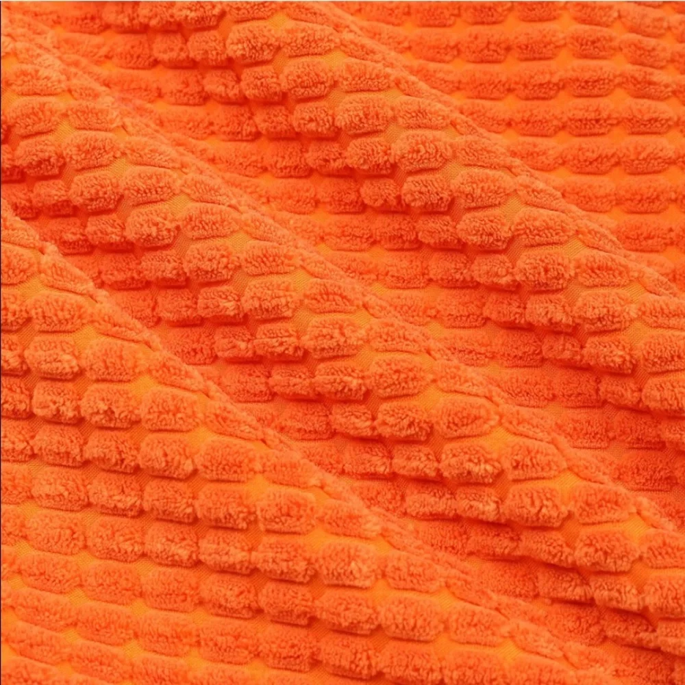 Luxury Home | Set of 2 Bright Orange Striped Soft Corduroy Throw Pillow Covers